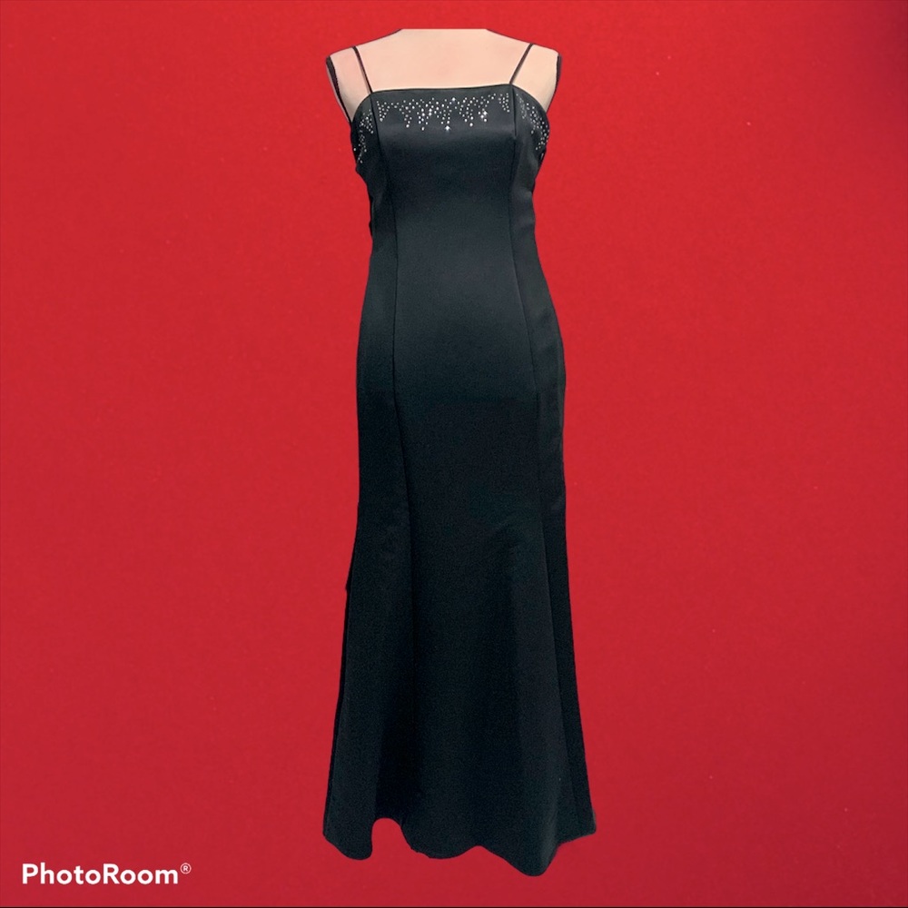 Victory Black Spaghetti Corset Rhinestone Dress